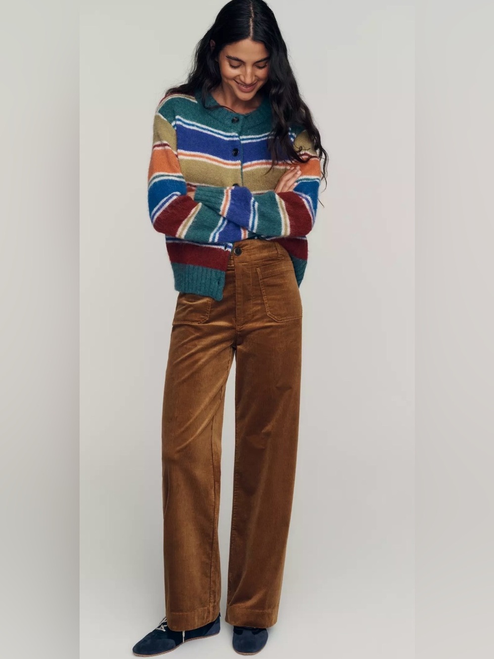 Anthropologie Maeve Collette Camel Corduroy Full Length Wide Leg Pants Women 29 - Picture 12 of 14